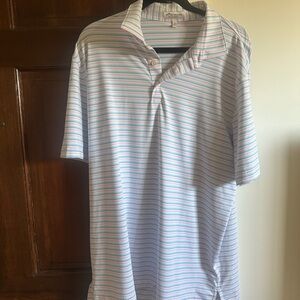 Peter Millar Pink, Blue and White Striped Polo Shirt